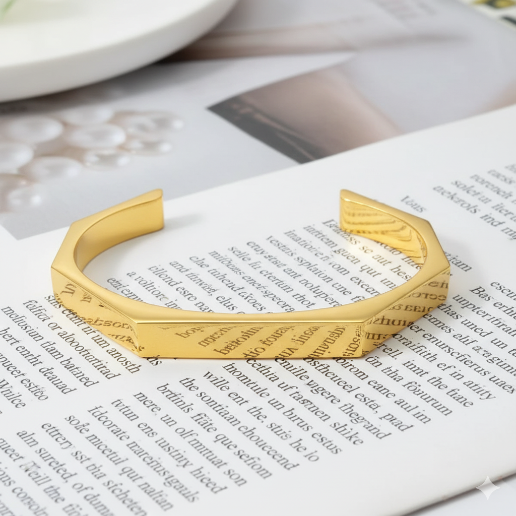 Stainless Steel Hexagon Cuff Bangle