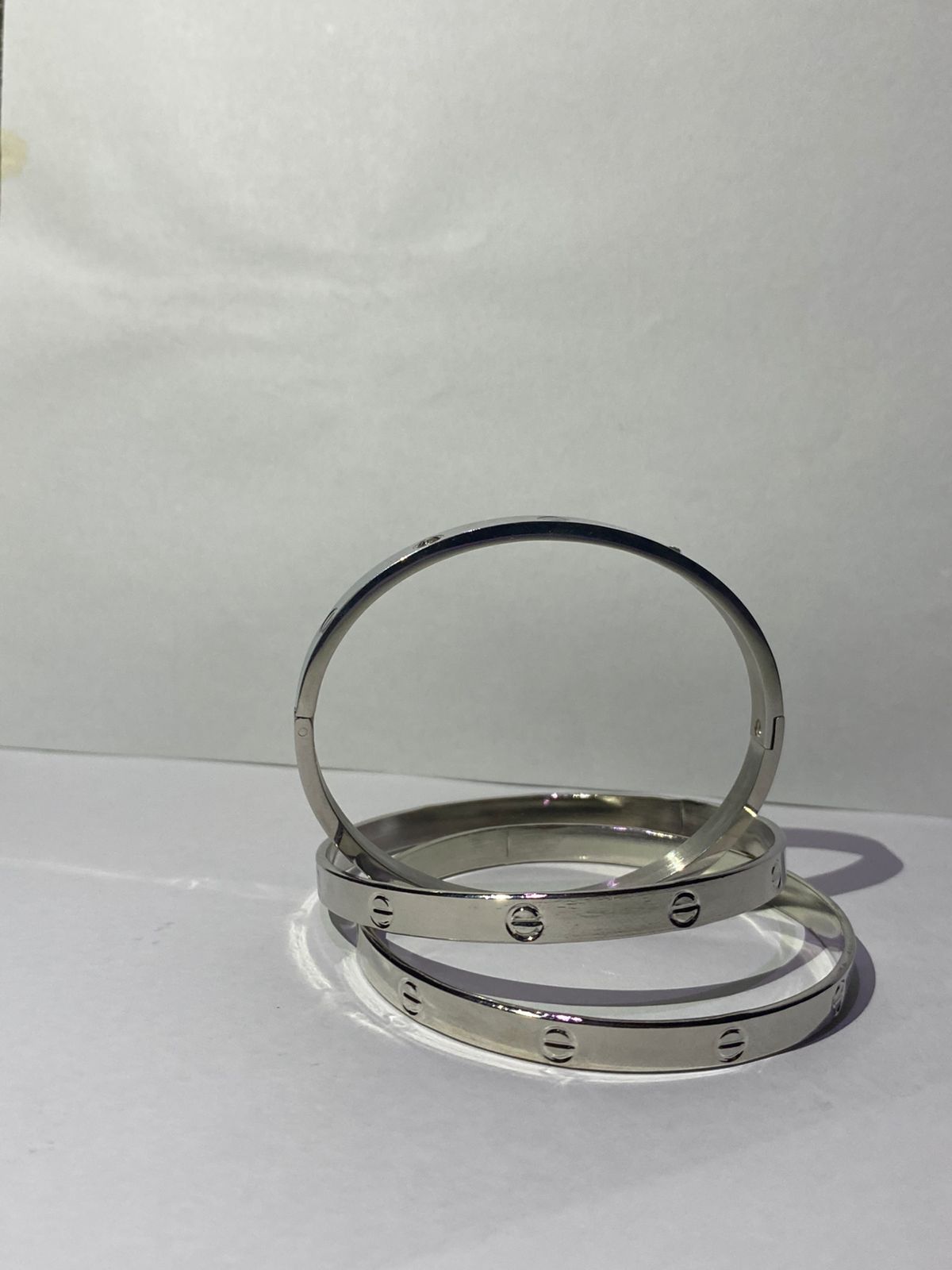 Cartier-Style Stainless Steel Bracelet & Bangle Combo